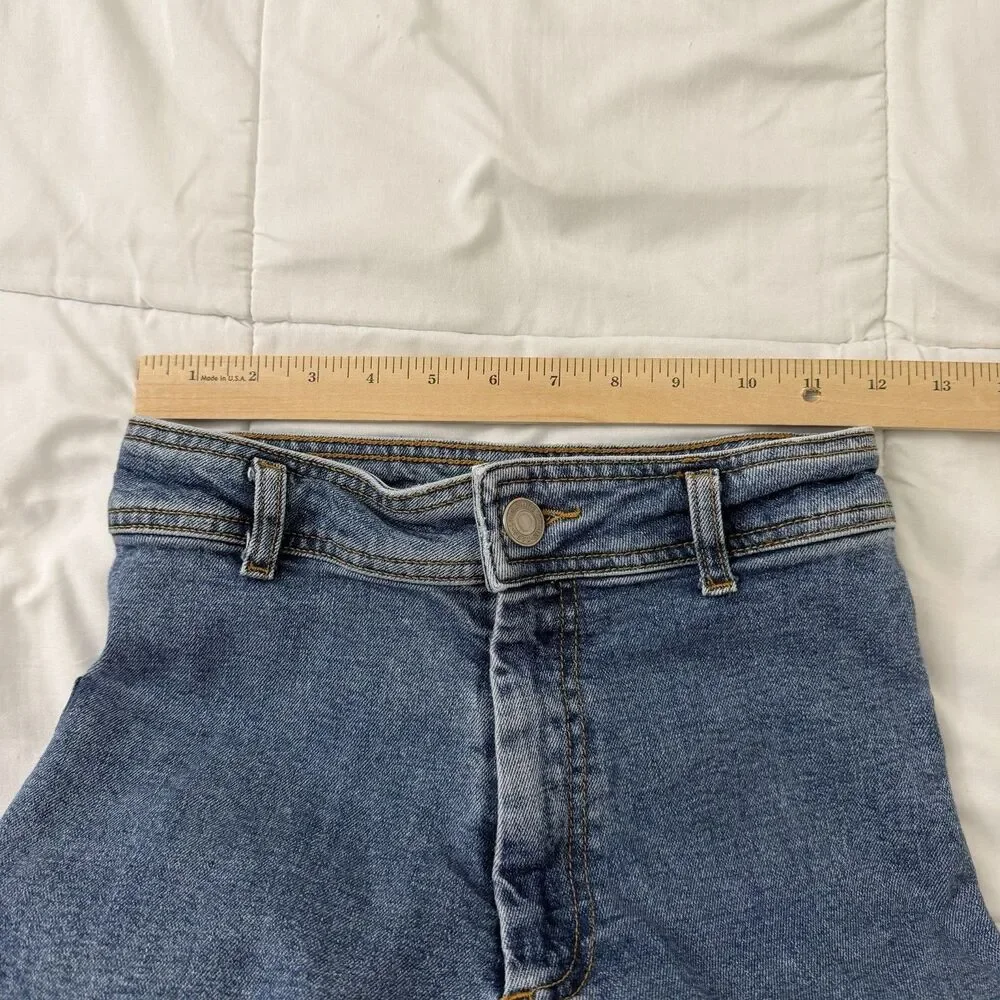 Zara Jeans Womens 2 Blue The Marine Straight Raw Hem High-Rise Wide Leg Boho - Picture 9 of 9